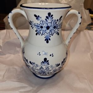 Blue and White Floral Ceramic Vase